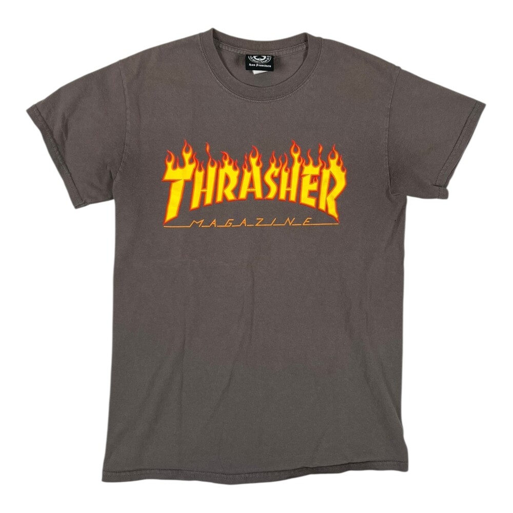 Vintage Thrasher Magazine T-Shirt Size Small Gray Grunge Skater Y2K